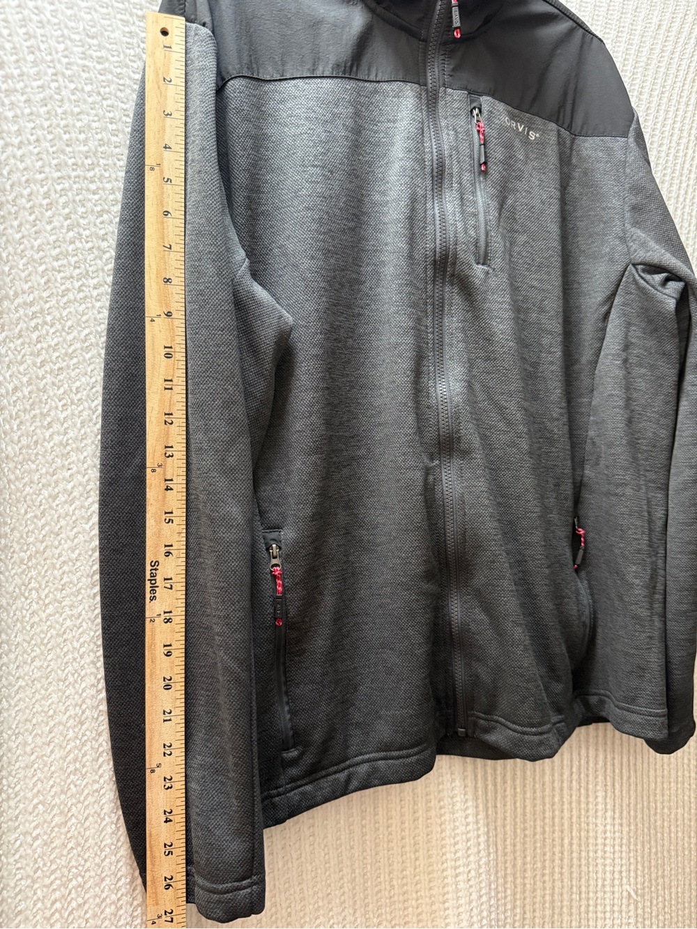 Orvis Men’s Dark Gray Lightweight Full-Zip Jacket with Black Yoke - Picture 10 of 12